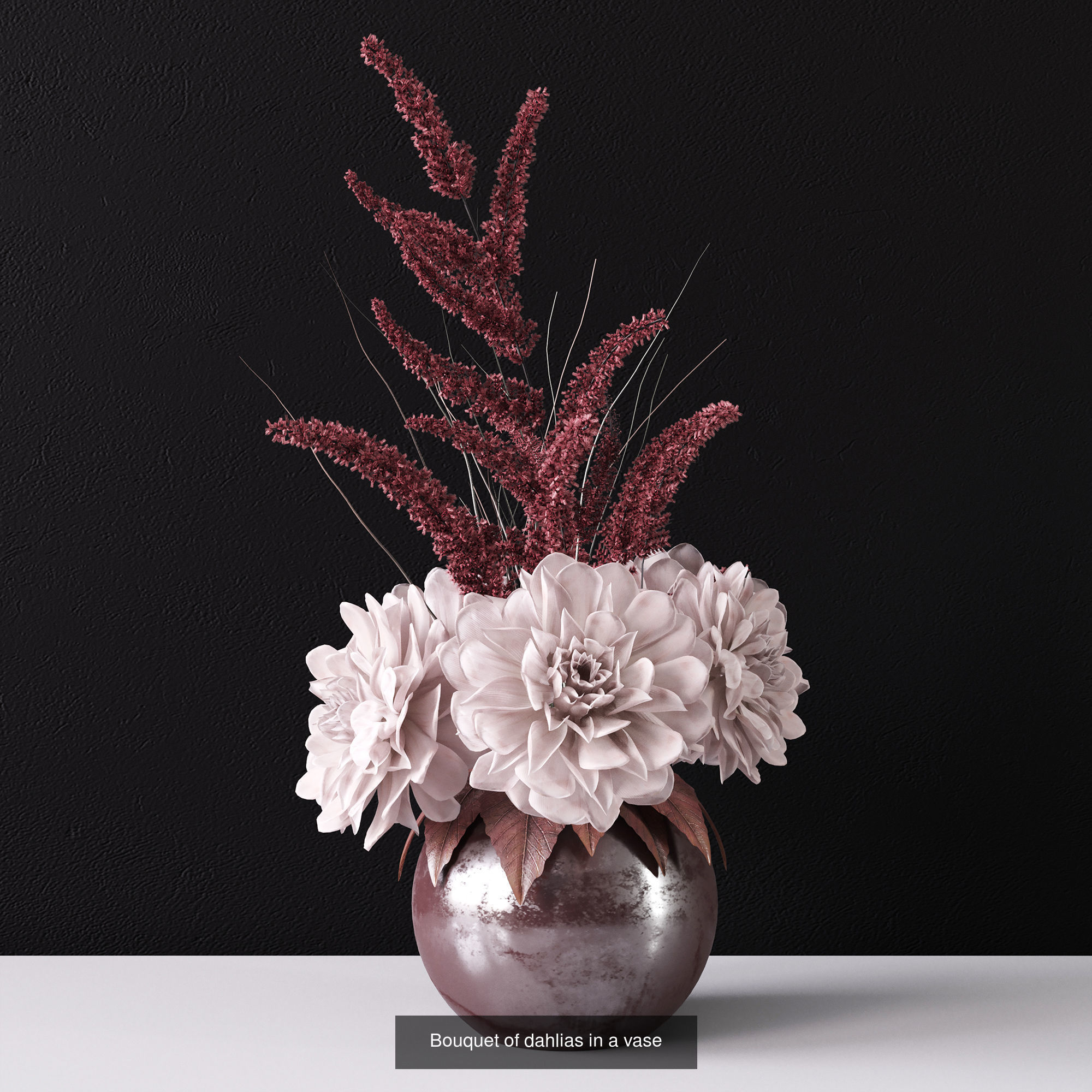 Bouquets of flowers in vases 3D Model Collection_5