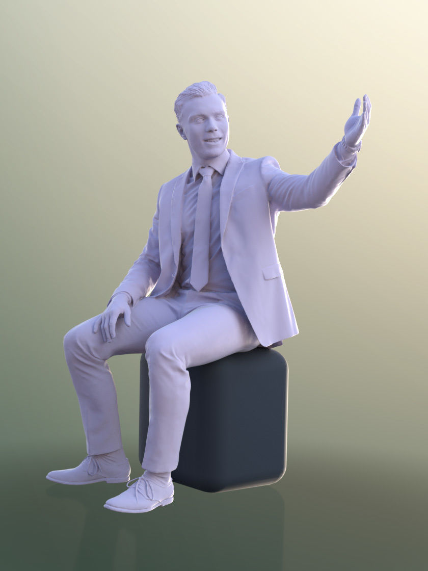 Robb 10951 - Sitting Business Man In Suit Presenting 3D model_4
