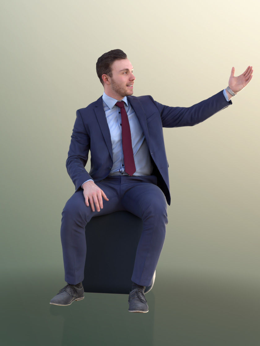 Robb 10951 - Sitting Business Man In Suit Presenting 3D model_3