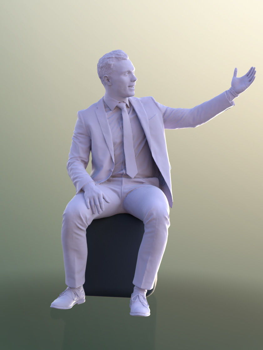 Robb 10951 - Sitting Business Man In Suit Presenting 3D model_5
