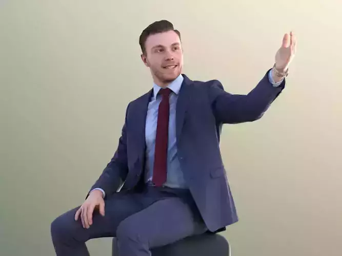 Robb 10951 - Sitting Business Man In Suit Presenting 3D model