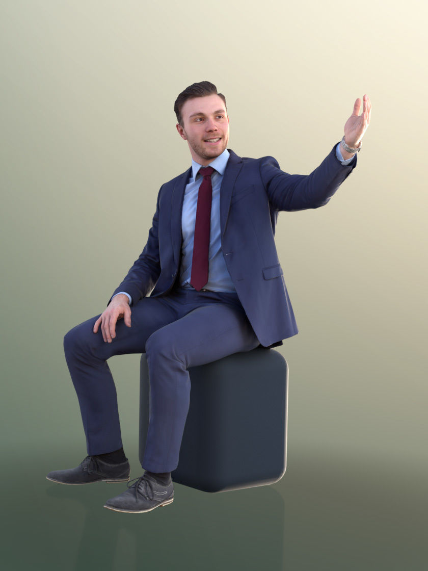 Robb 10951 - Sitting Business Man In Suit Presenting 3D model_2