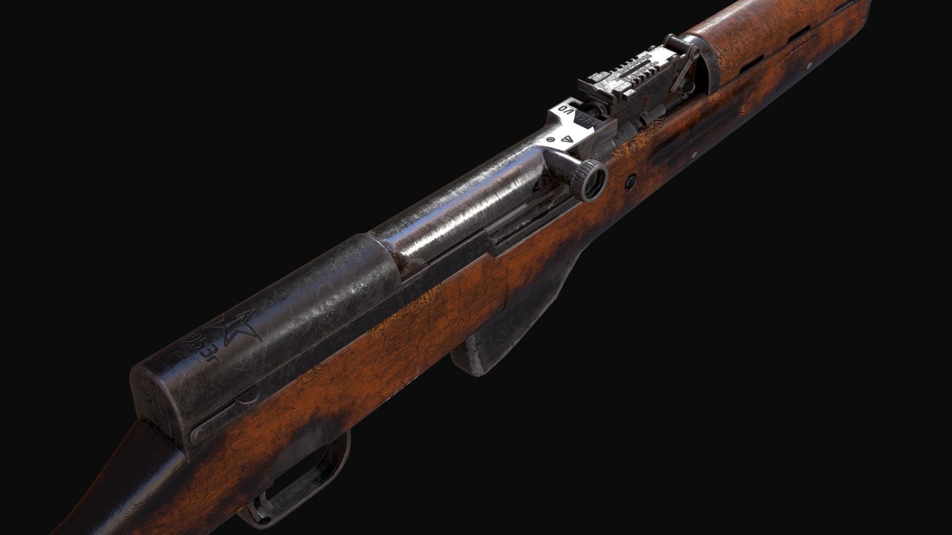 Old soviet semi automatic rifle SKS Free low-poly 3D model_5