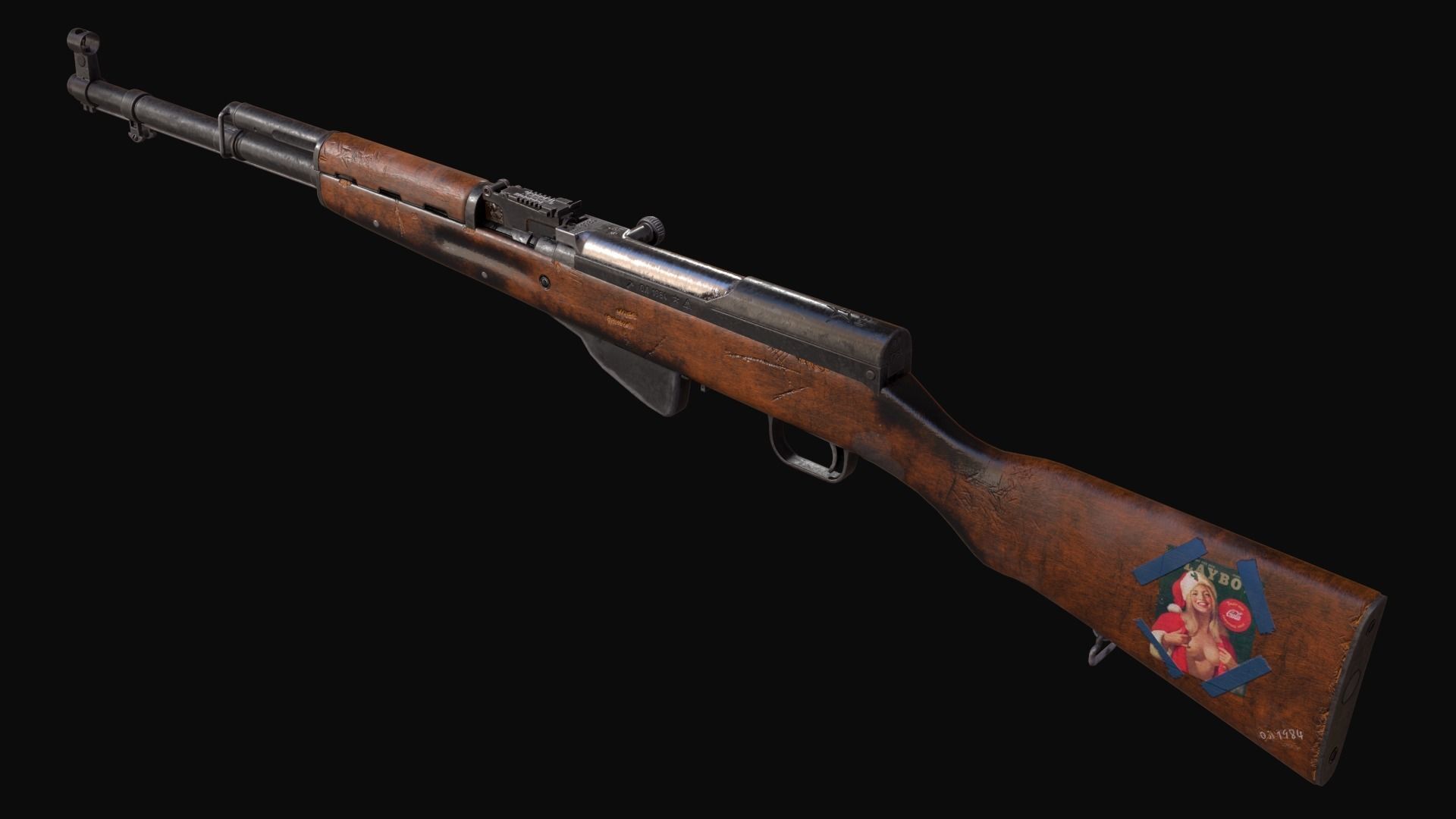 Old soviet semi automatic rifle SKS Free low-poly 3D model_3