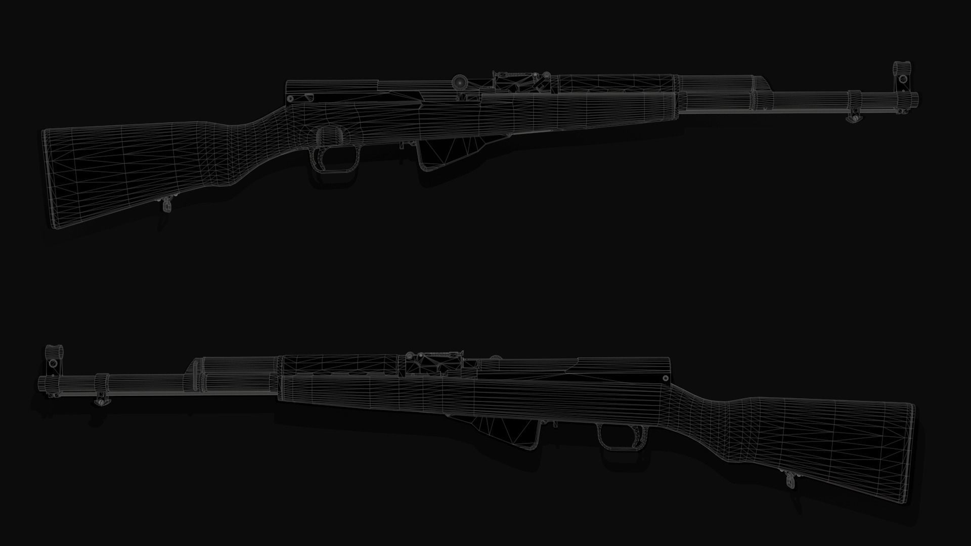 Old soviet semi automatic rifle SKS Free low-poly 3D model_7