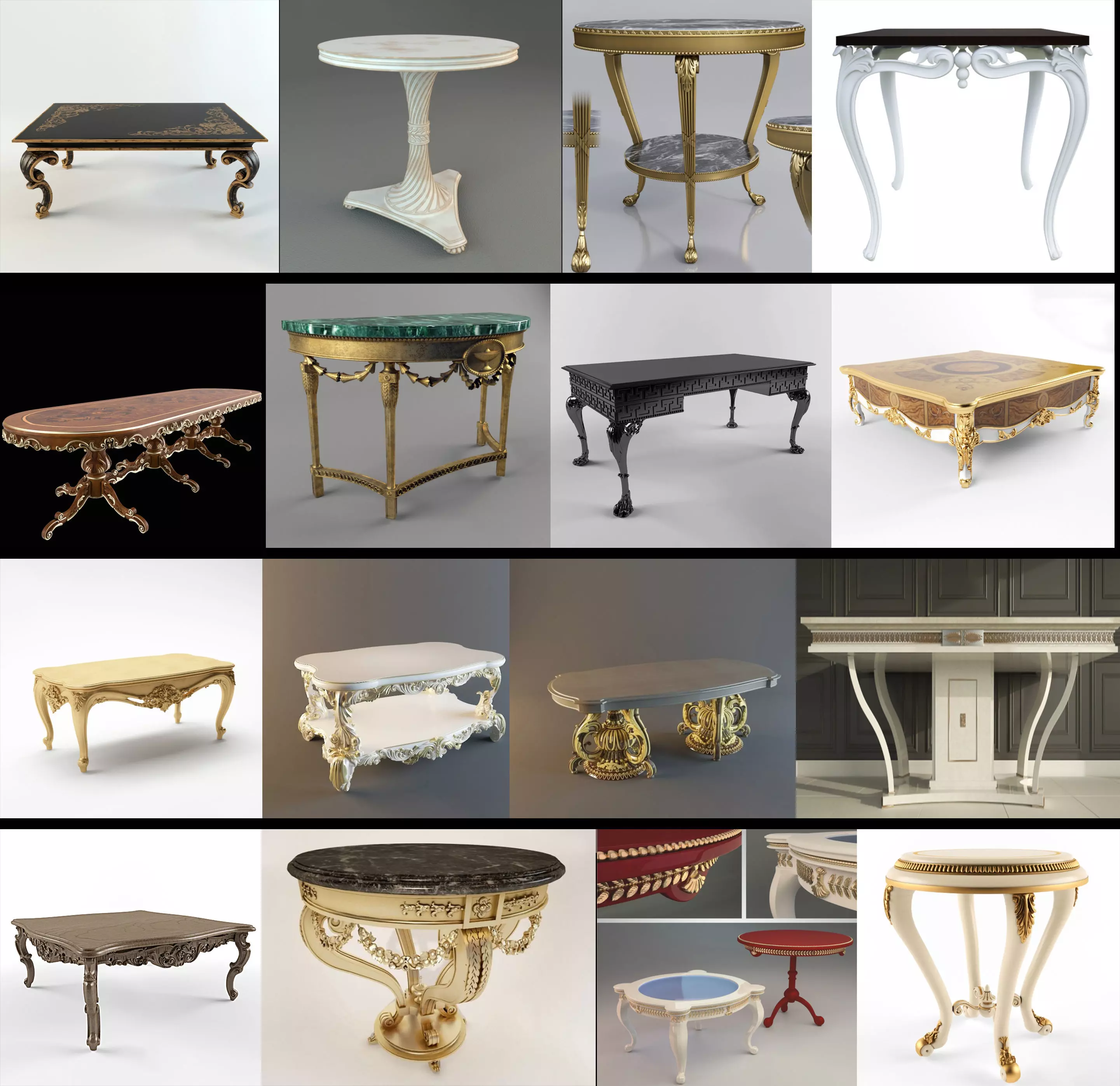 Classic Table Collection Vol 01 15 Items  3D model_0