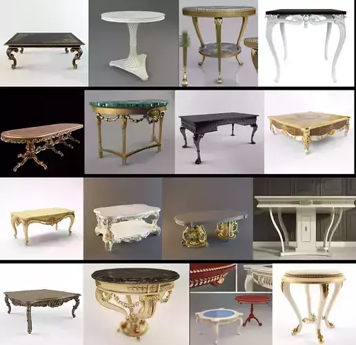 Classic Table Collection Vol 01 15 Items  3D model