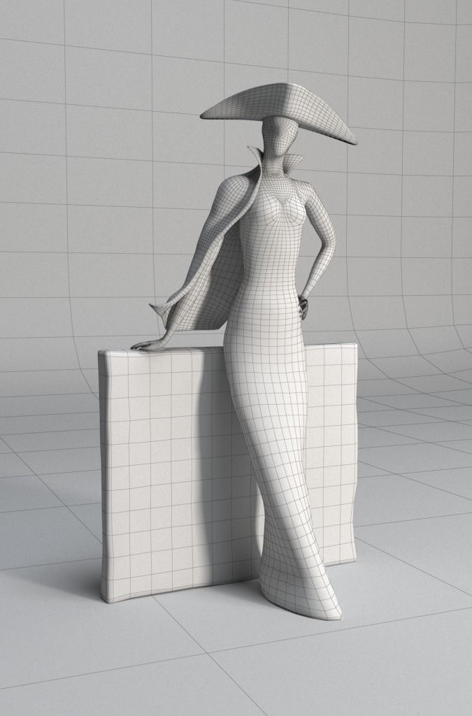 Bronze statuette - 3dsMax V-Ray - PBR - 47 cm - 18 inches 3D model_2