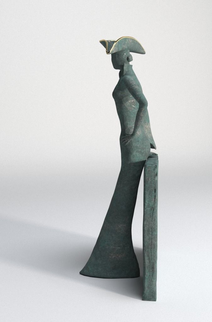 Bronze statuette - 3dsMax V-Ray - PBR - 47 cm - 18 inches 3D model_10