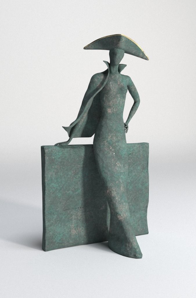 Bronze statuette - 3dsMax V-Ray - PBR - 47 cm - 18 inches 3D model_1