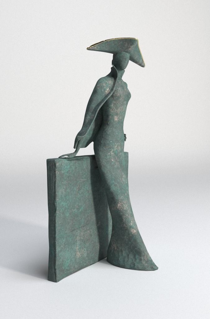 Bronze statuette - 3dsMax V-Ray - PBR - 47 cm - 18 inches 3D model_4