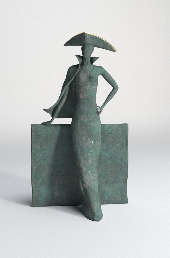 Bronze statuette - 3dsMax V-Ray - PBR - 47 cm - 18 inches 3D model_13