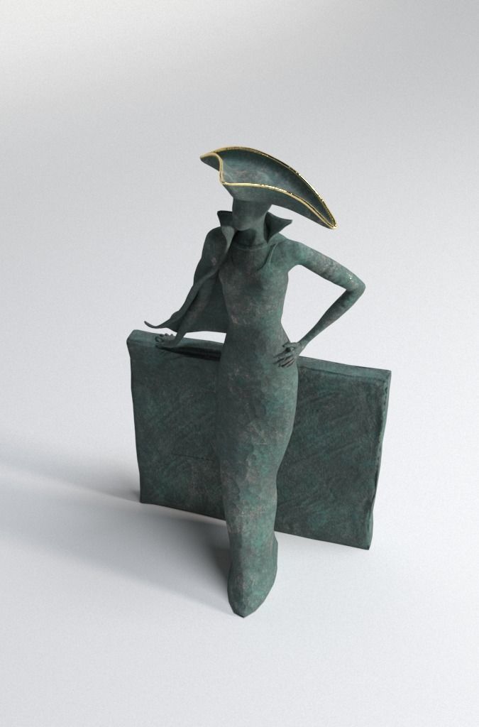 Bronze statuette - 3dsMax V-Ray - PBR - 47 cm - 18 inches 3D model_14