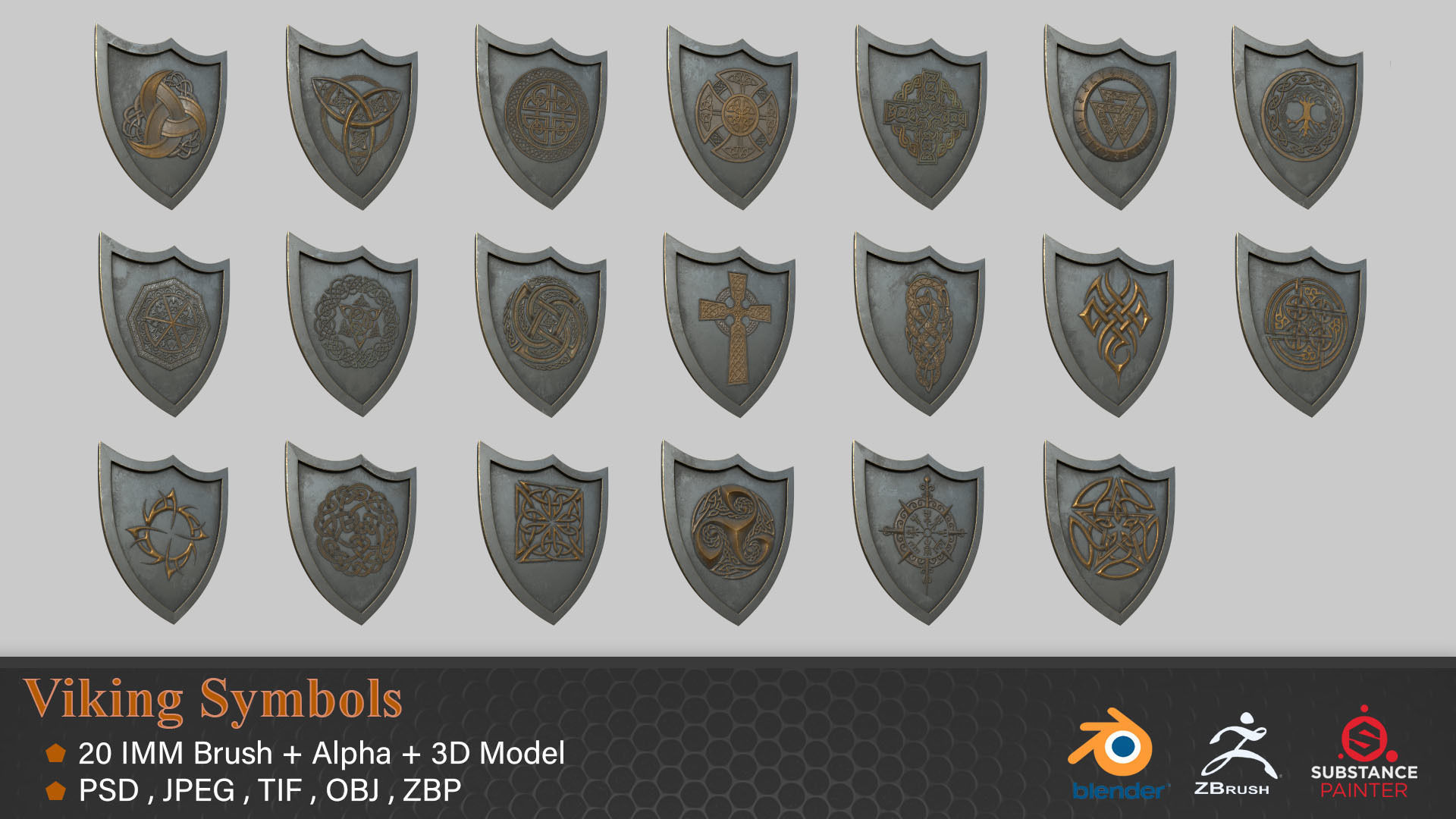 20 Viking Symbols Alpha  3DModel  IMM Brush  Texture_1
