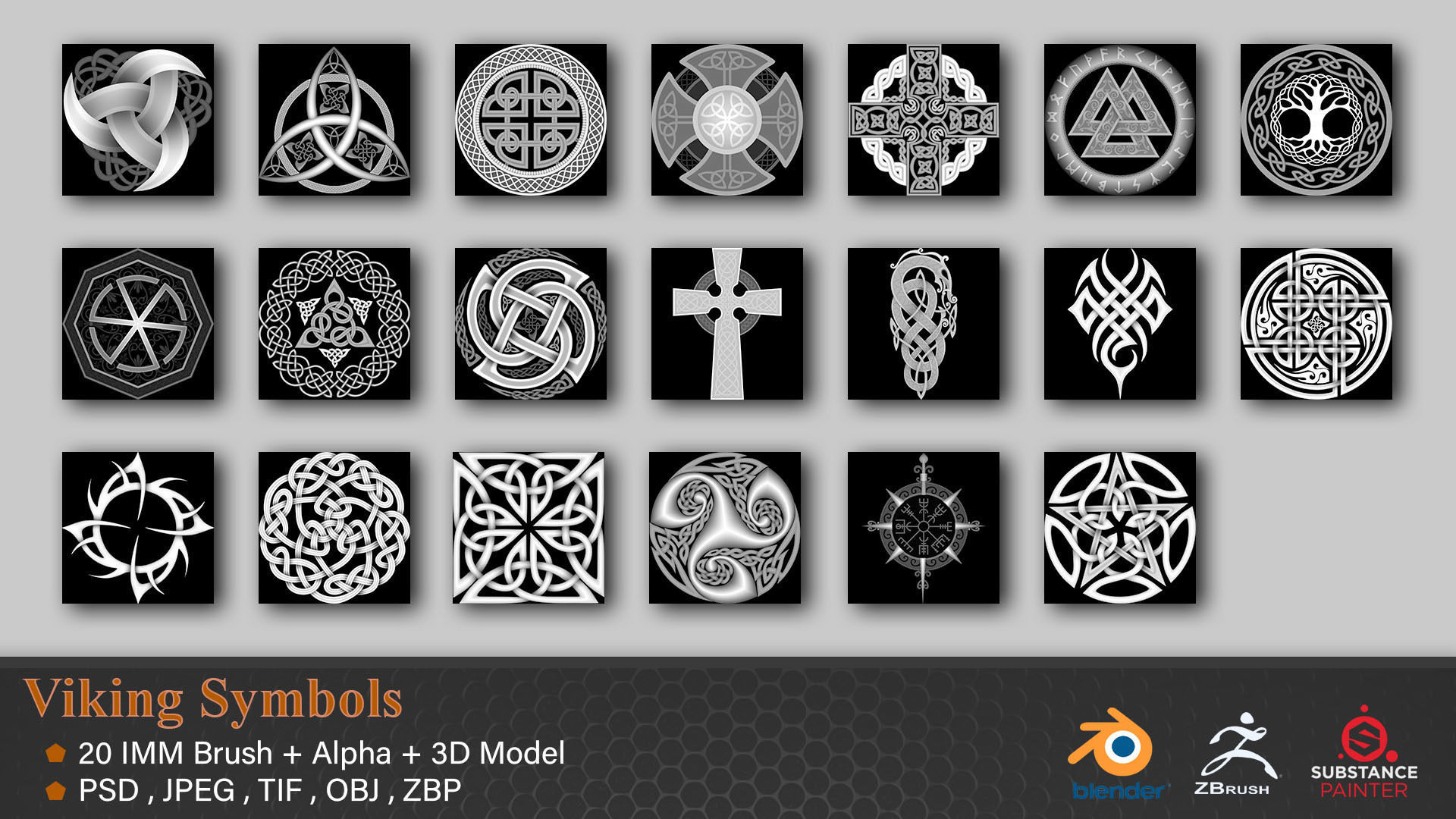20 Viking Symbols Alpha  3DModel  IMM Brush  Texture_2