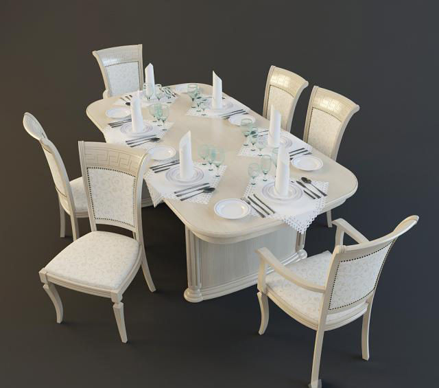 Classic table chair Collection Vol 01    6 Items 3D model_4
