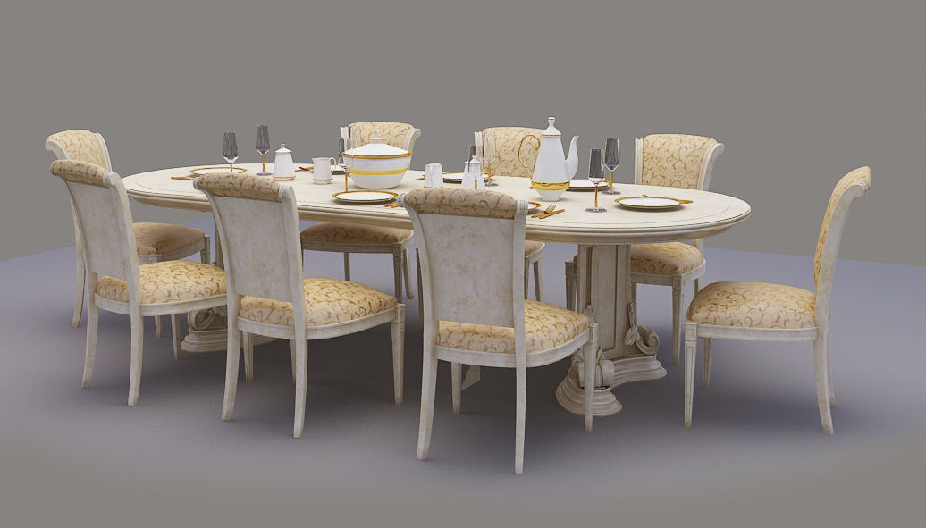 Classic table chair Collection Vol 01    6 Items 3D model_6