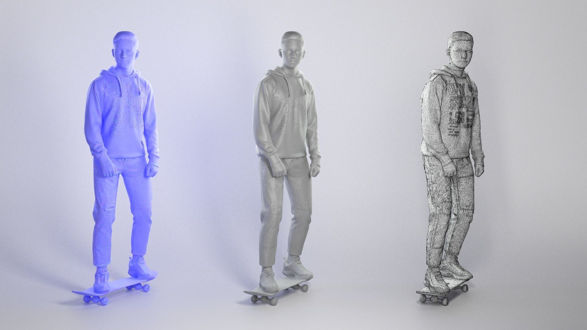 Guy on skateboard 291 Low-poly 3D model_3