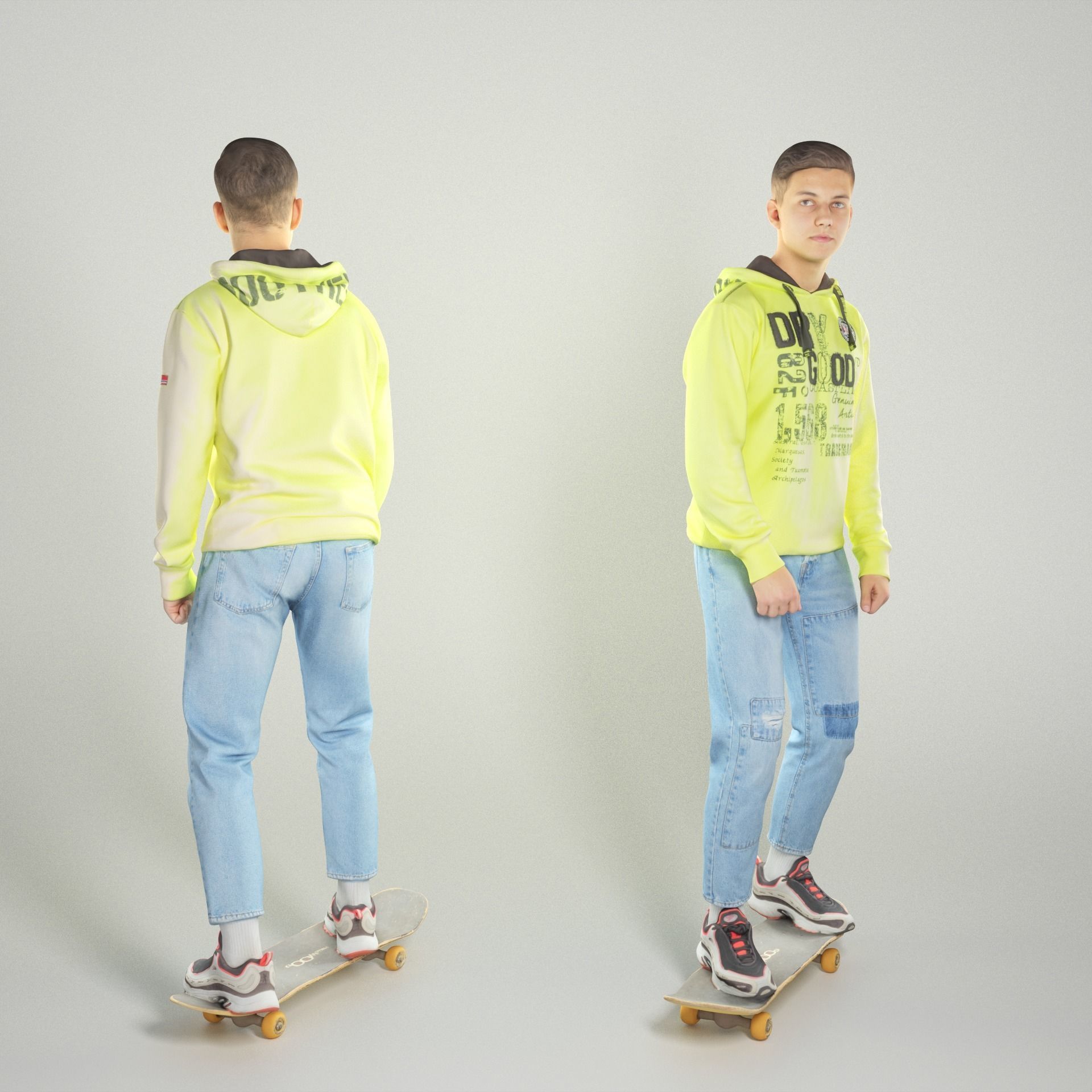Guy on skateboard 291 Low-poly 3D model_1