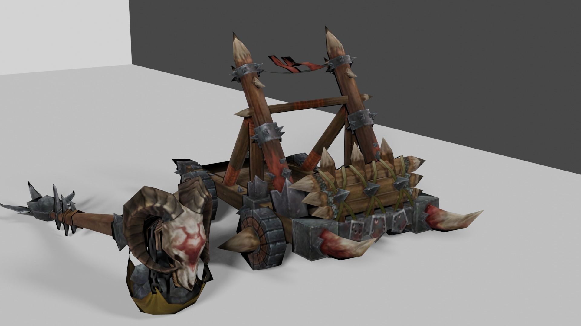 Stylized Medieval Catapult Low-poly 3D model_8