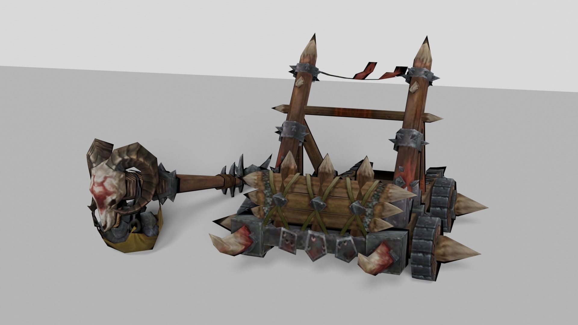 Stylized Medieval Catapult Low-poly 3D model_1