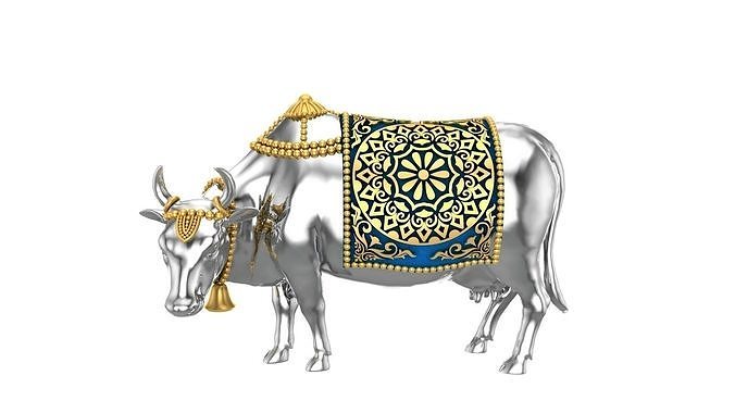 Cow 3d model ox figurine in silver and gold 3D print model