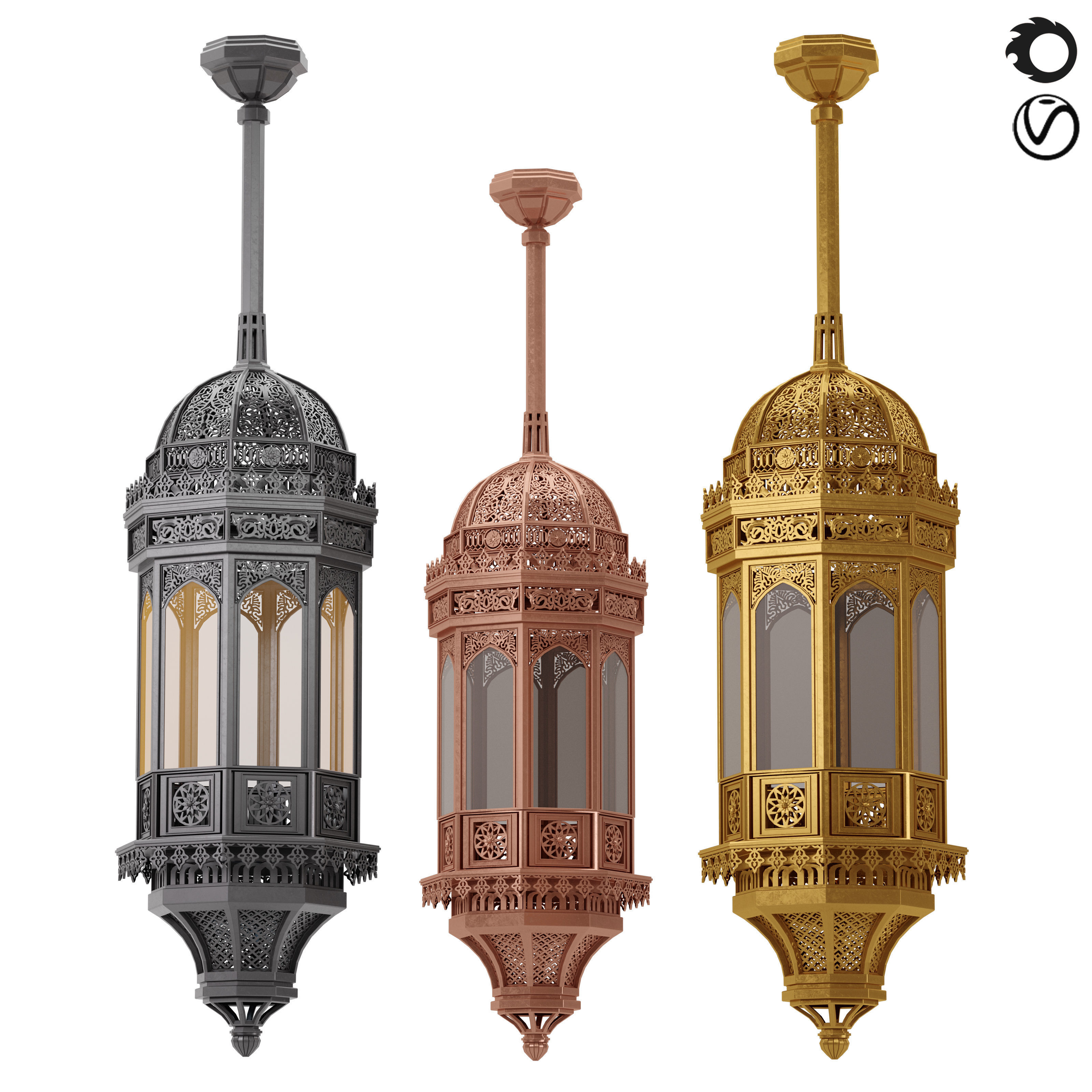 Islamic Arabian Ceiling Light 3D model_5