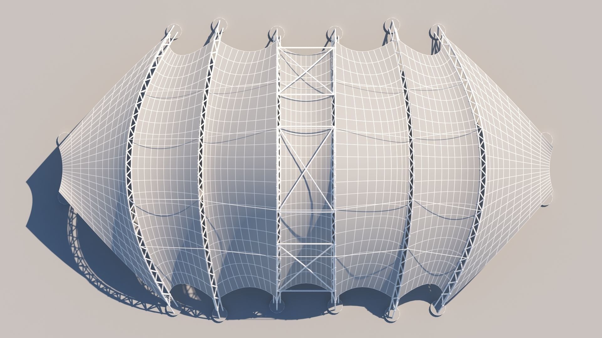 Tensile steel structure 3D model_4