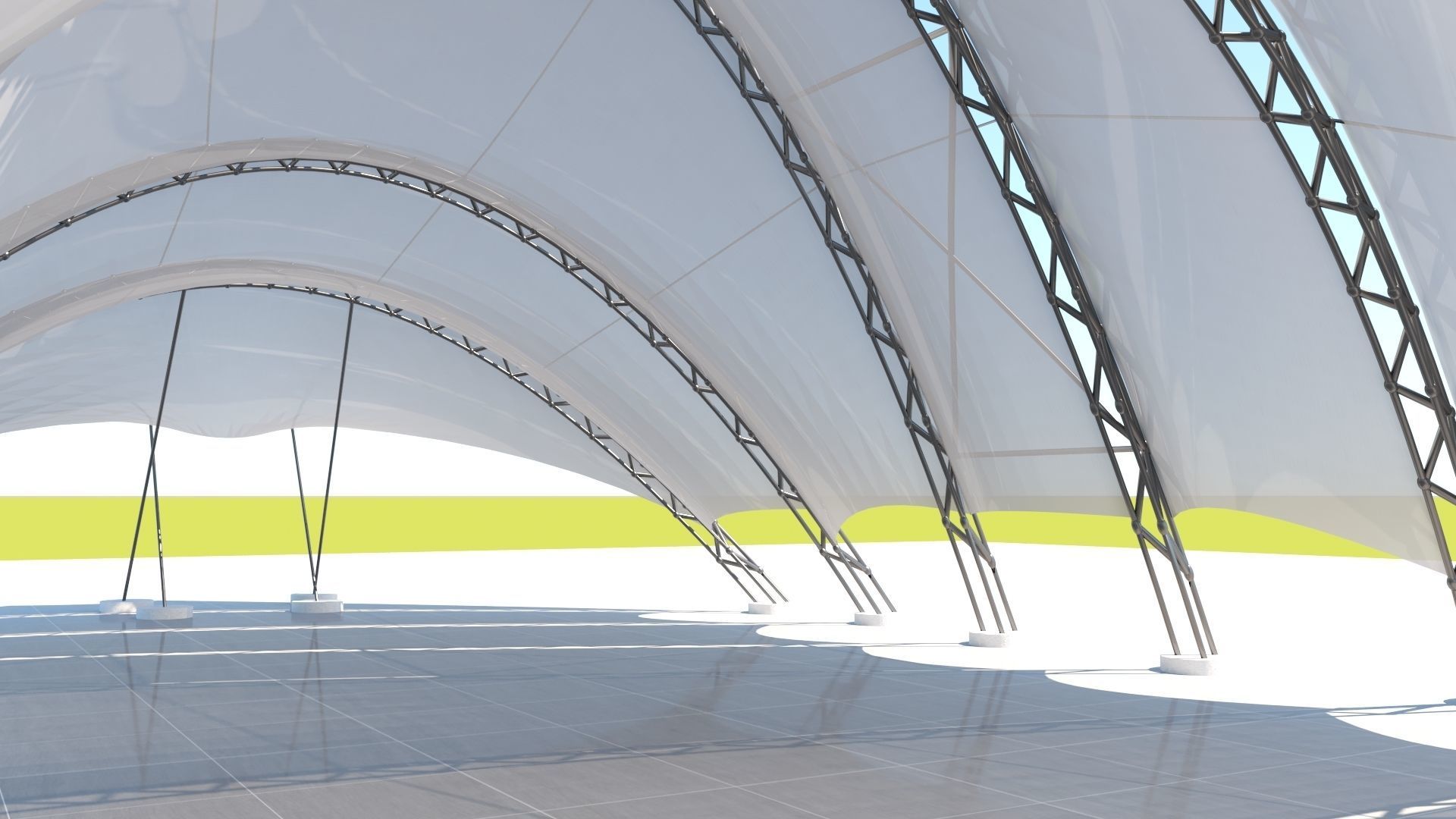 Tensile steel structure 3D model_1