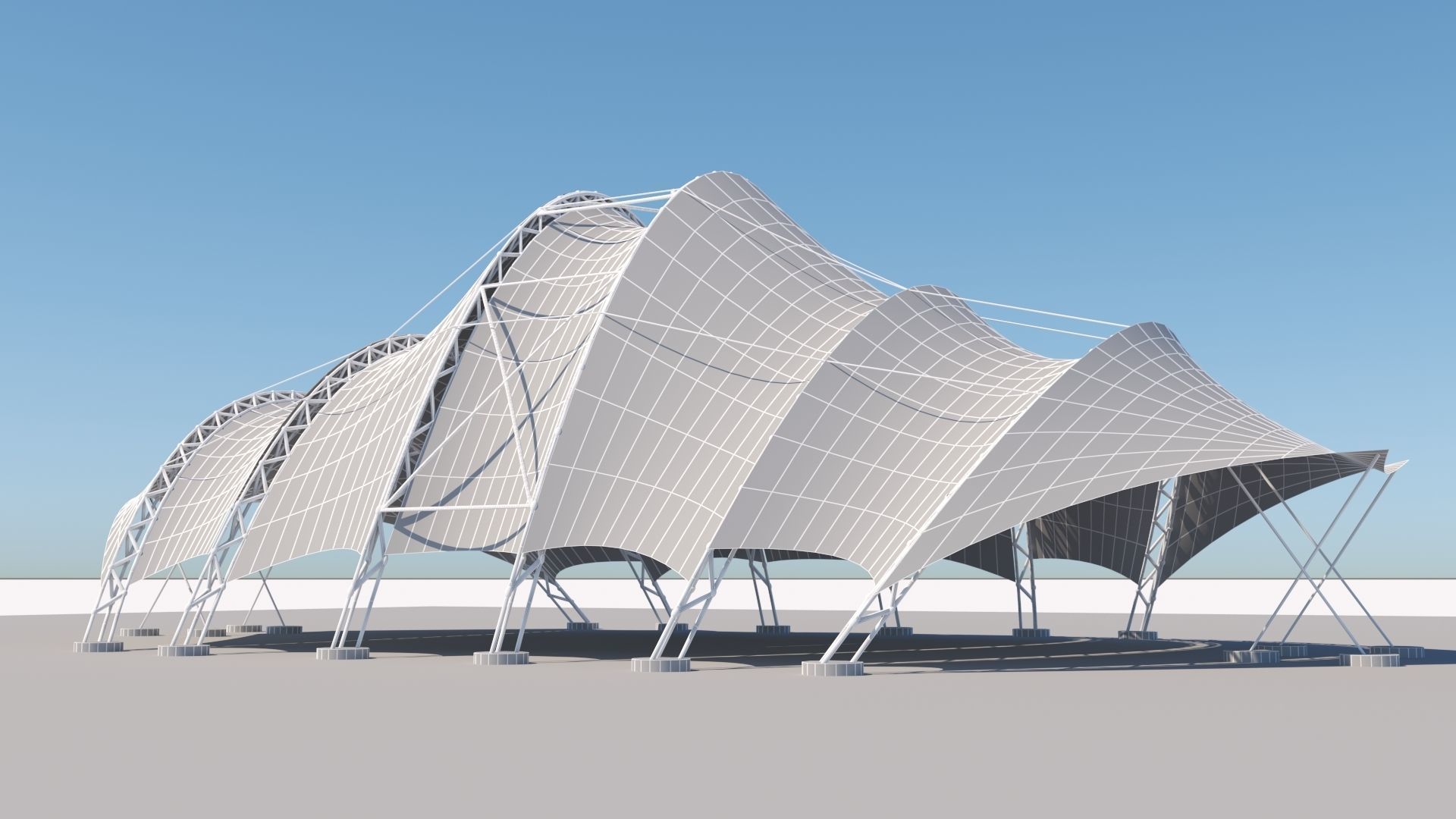 Tensile steel structure 3D model_3