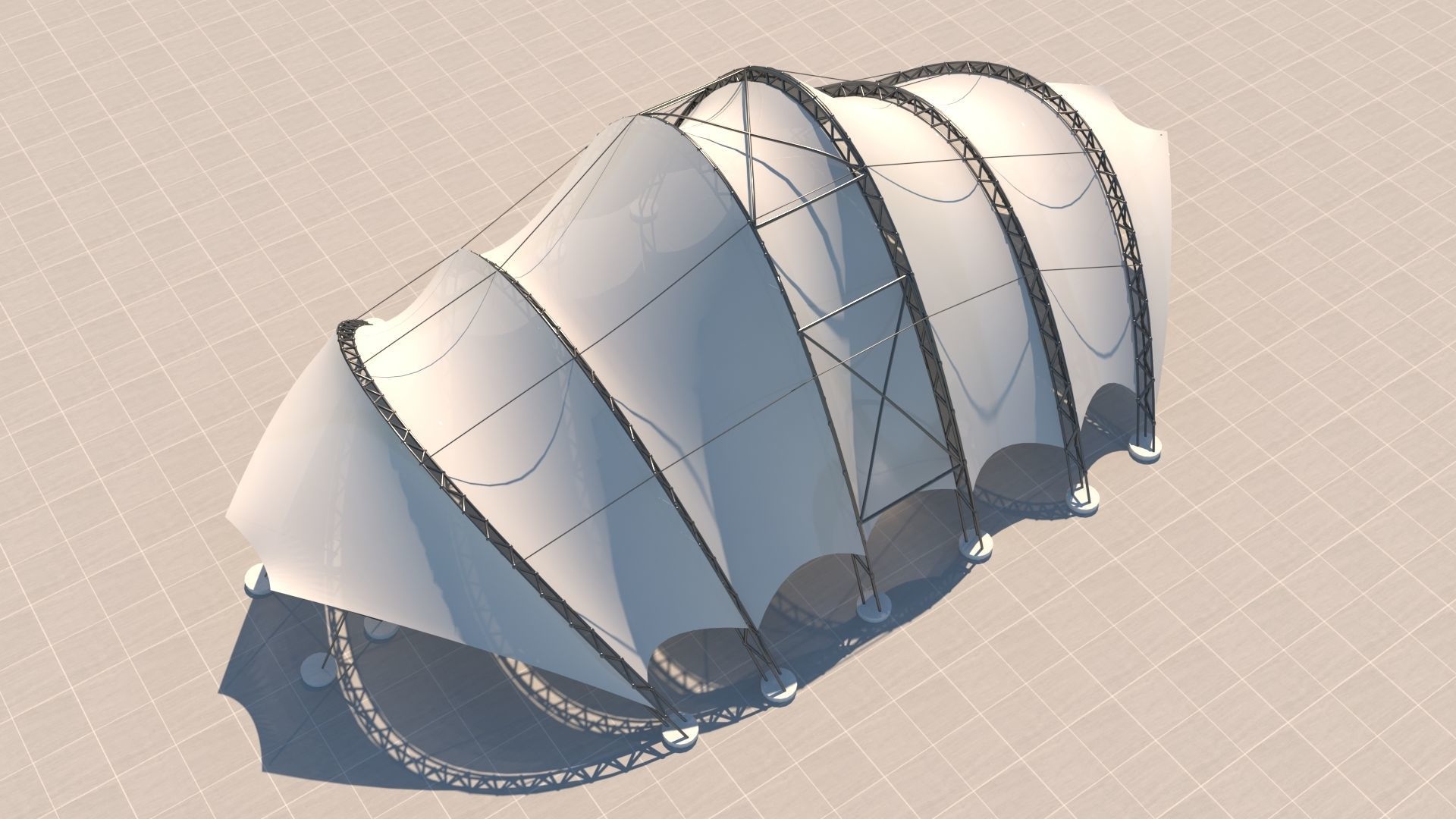 Tensile steel structure 3D model_2