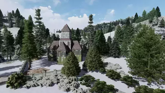 CASTLE church in woods Free 3D model