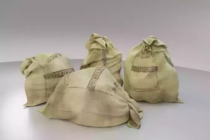 Potato Produce Sacks PBR Asset 3D model
