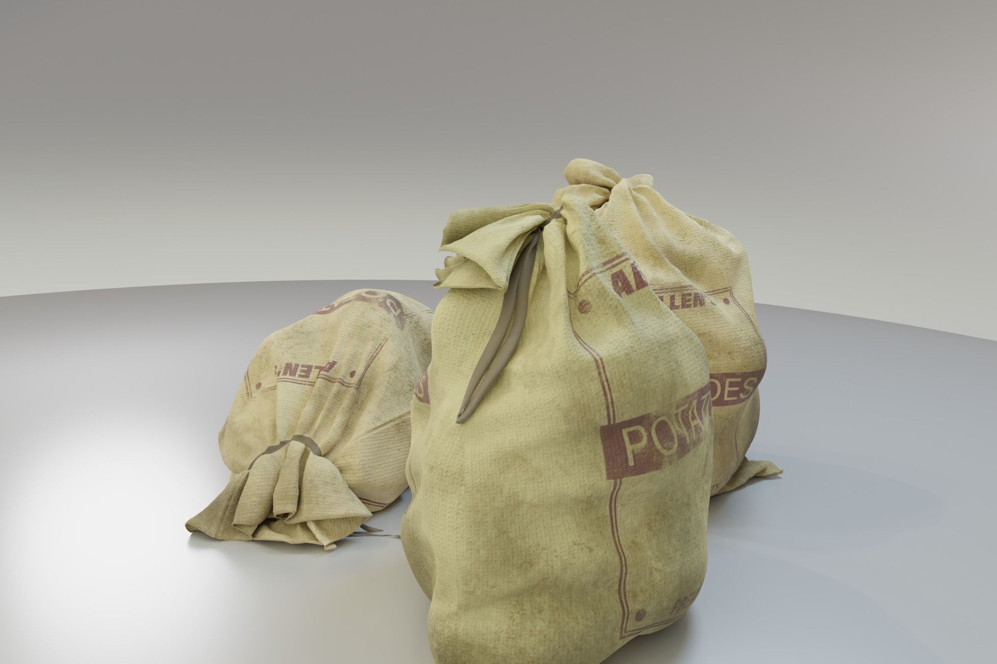 Potato Produce Sacks PBR Asset 3D model_8