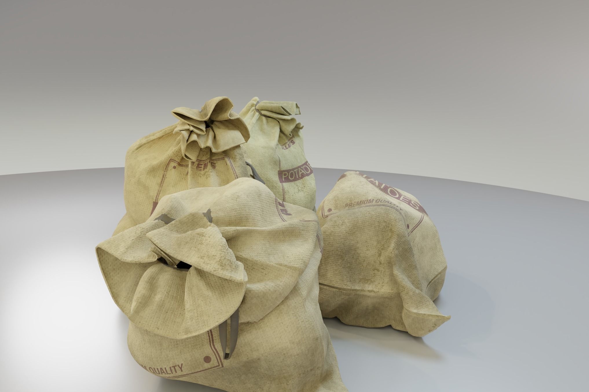 Potato Produce Sacks PBR Asset 3D model_3
