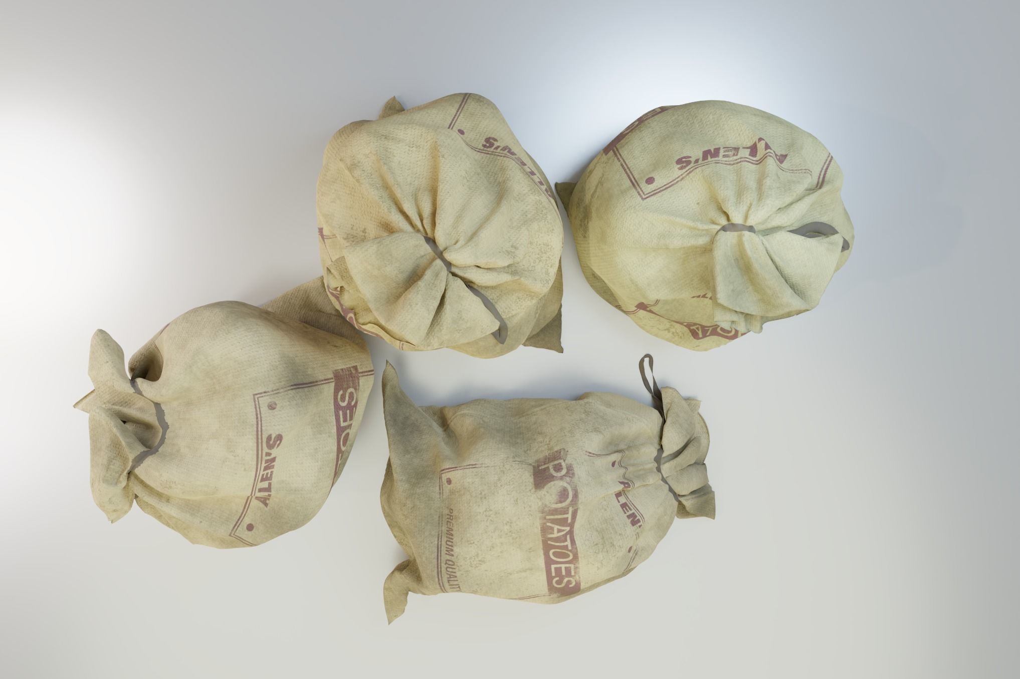 Potato Produce Sacks PBR Asset 3D model_2