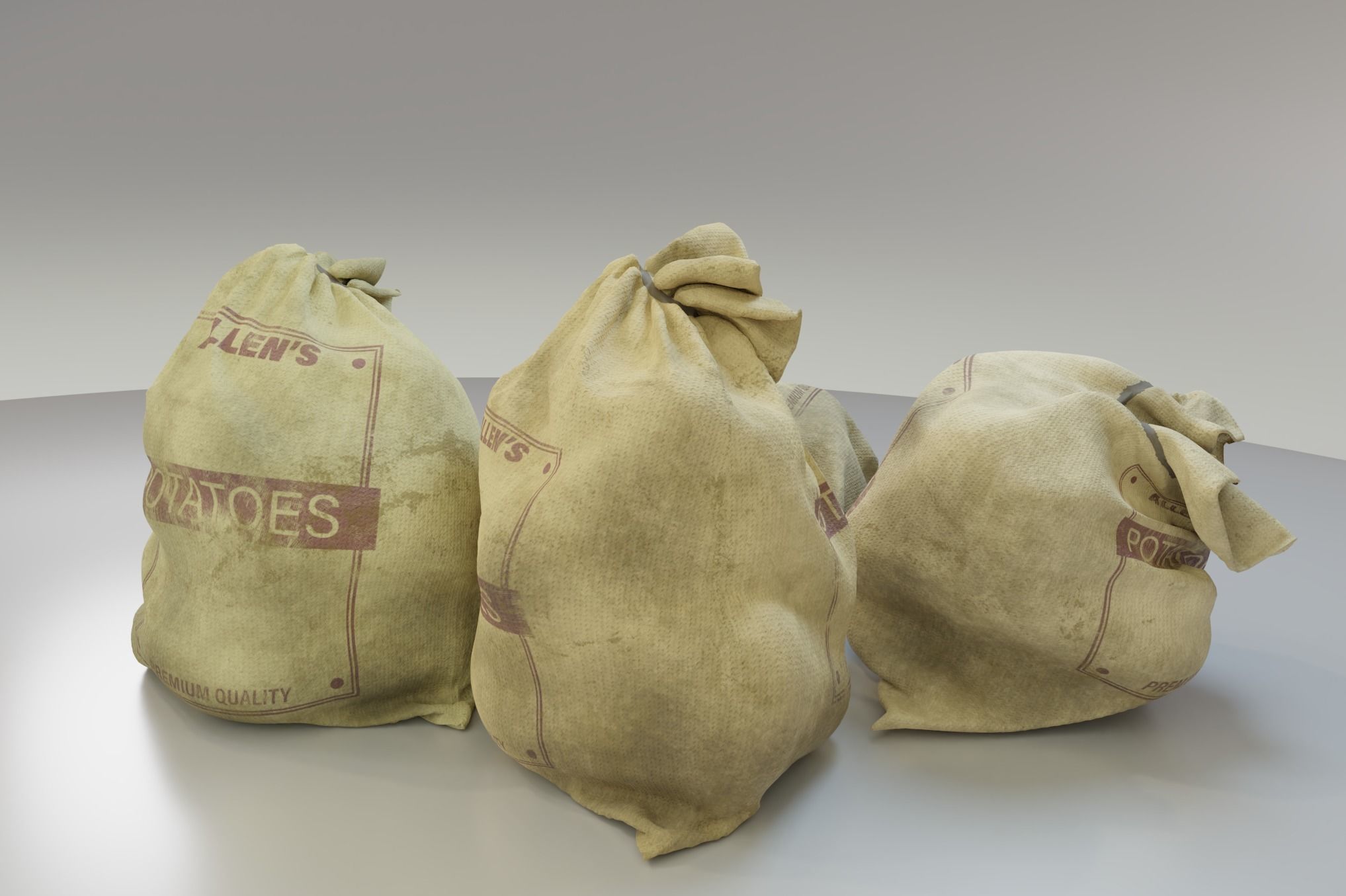 Potato Produce Sacks PBR Asset 3D model_6