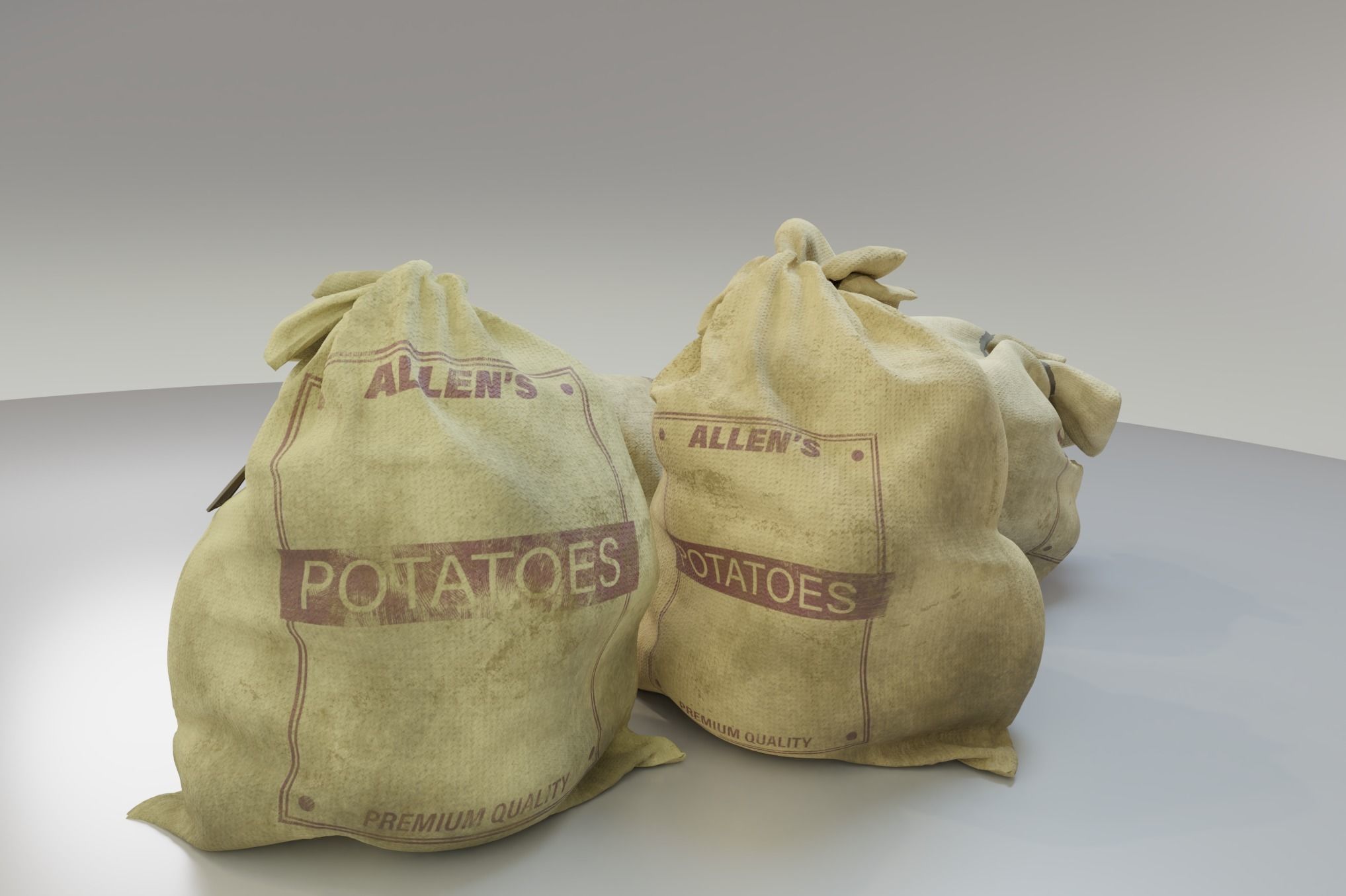Potato Produce Sacks PBR Asset 3D model_7