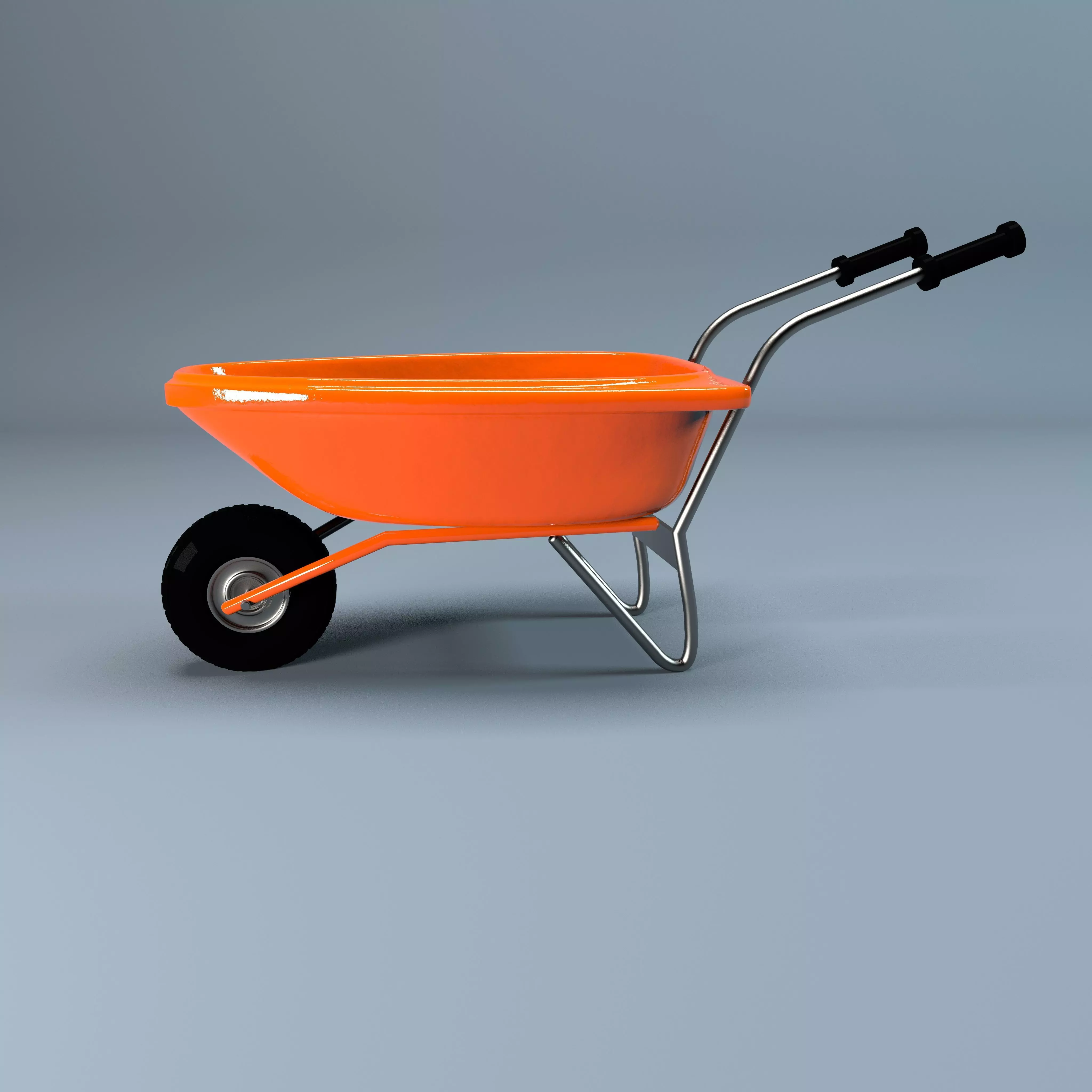 Wheelbarrow orange - orange Free low-poly 3D model