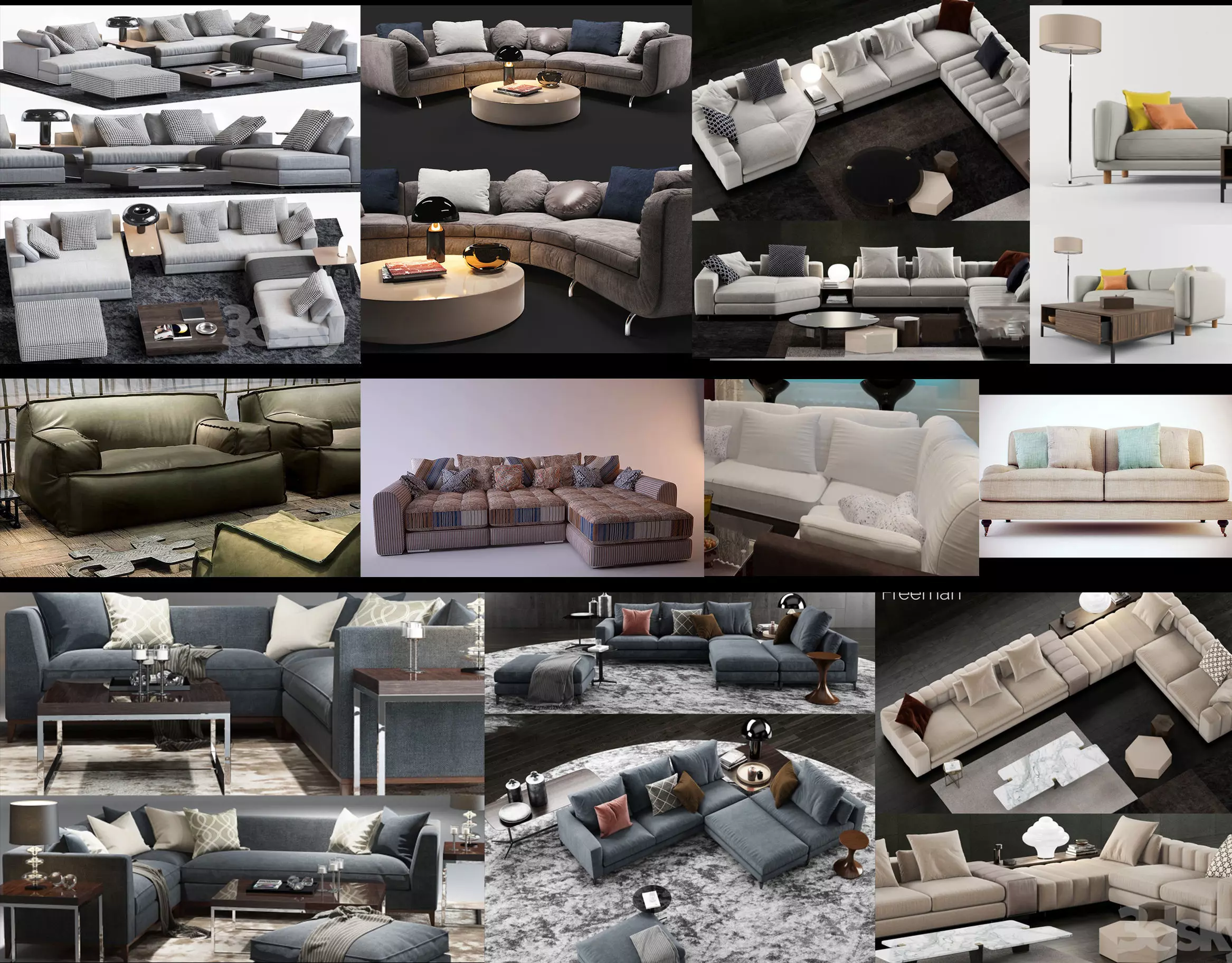 Modern Sofa Collection Vol 01   11 Items  3D model_0