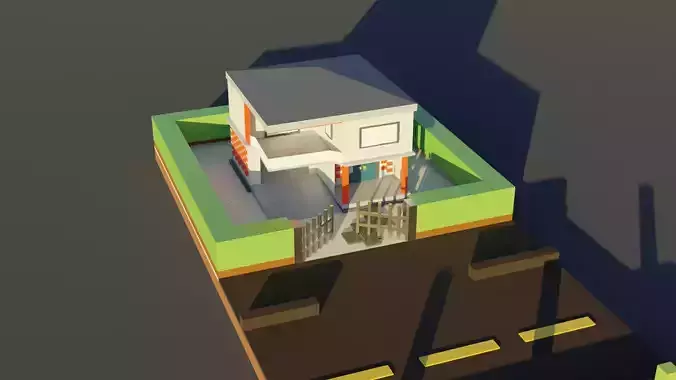 Low Poly Bungalow house