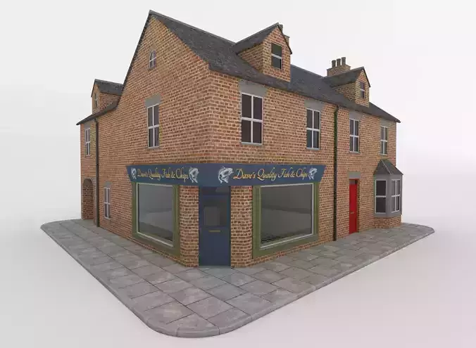  Detailed Victorian Redbrick uk house and shop corner  