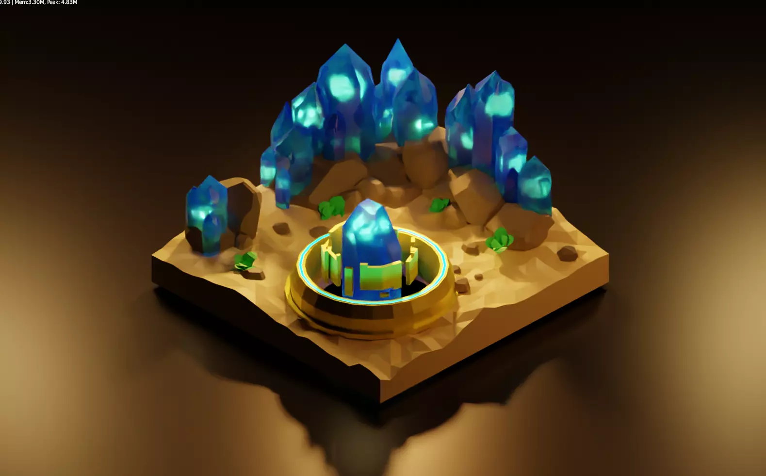 desert with crystals  3D model_0