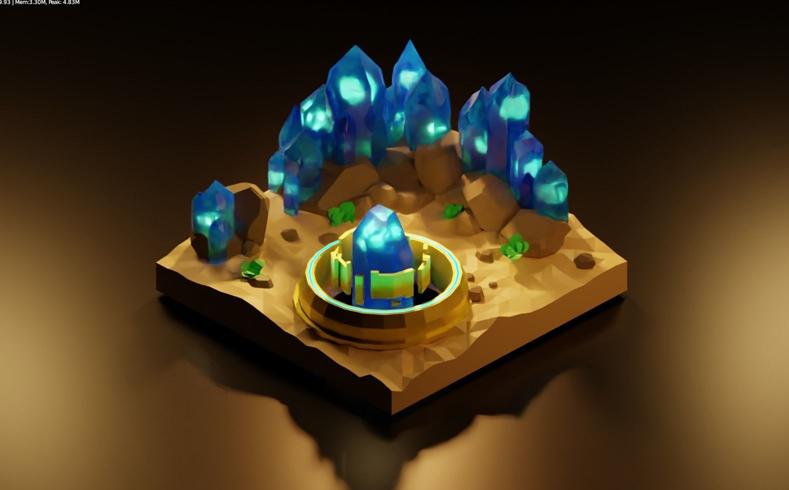 desert with crystals  3D model_1