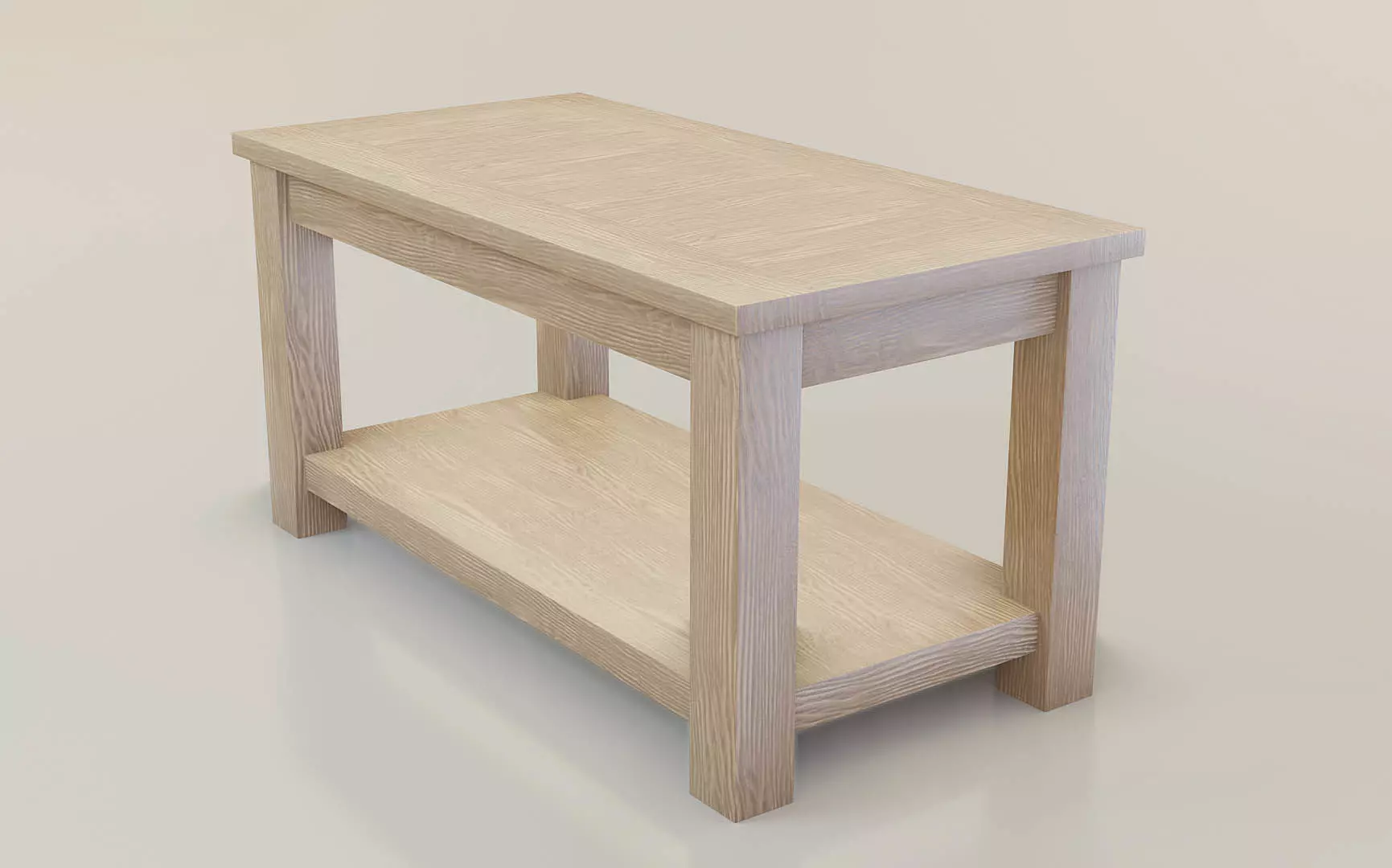 Coffee Table - Light Oak - Low-Poly 3D model Low-poly 3D model_0