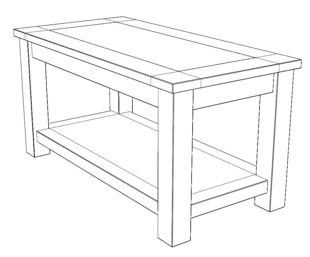 Coffee Table - Light Oak - Low-Poly 3D model Low-poly 3D model_3