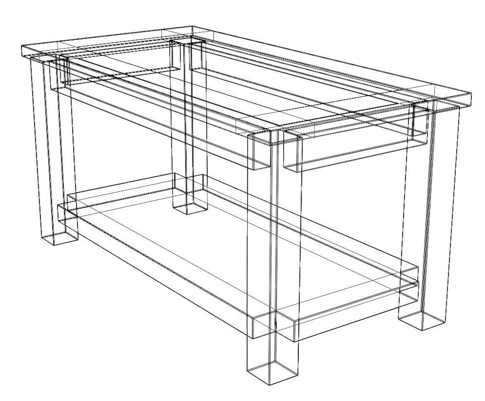 Coffee Table - Light Oak - Low-Poly 3D model Low-poly 3D model_4
