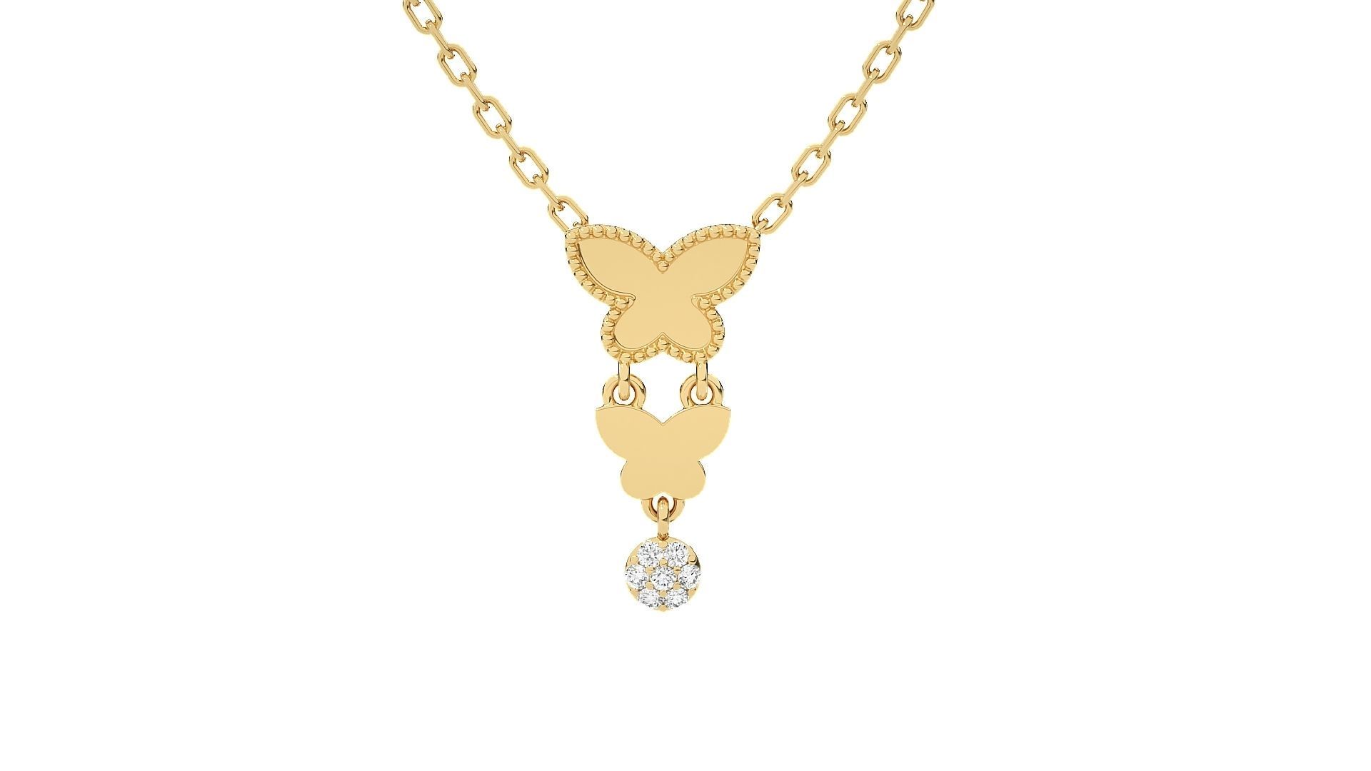 Women Butterfly pendant 3dm stl render detail 3D print model_9