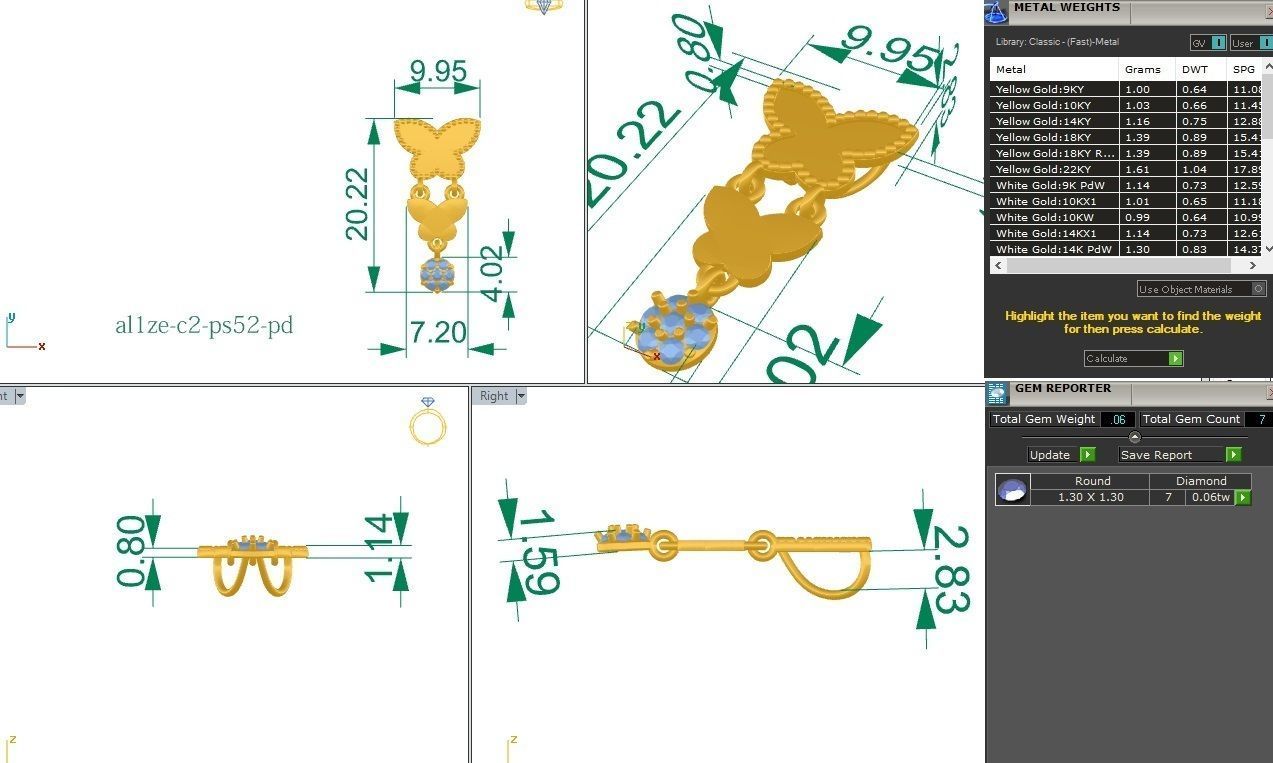 Women Butterfly pendant 3dm stl render detail 3D print model_1