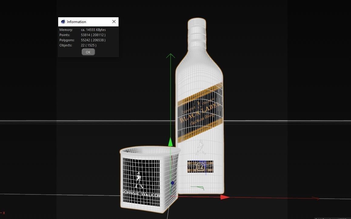 Black Label Whiskey bottle and glass 3D model  Low-poly 3D model_5